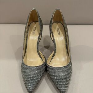 Michael Kors Silver Glitter D'Orsay Pointed-Toe Pumps